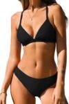 Bikini Set for Women Two Piece Swimsuits V Neck Low Rise Crisscross Back Self Tie Spaghetti Straps