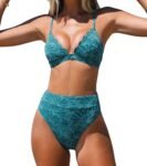 Bikini Set for Women Bathing Suit High Waisted Scalloped V Neck Two Pieces Swimsuit
