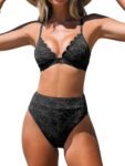 Bikini Set for Women Bathing Suit High Waisted Scalloped V Neck Two Pieces Swimsuit