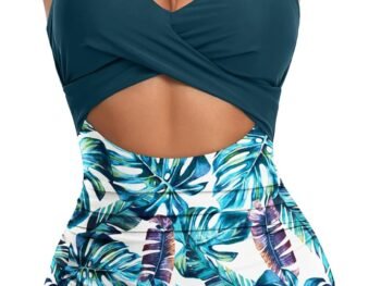 Women's One Piece Swimsuits Tummy Control Cutout High Waisted Bathing Suit Wrap Tie Back 1 Piece Swimsuit